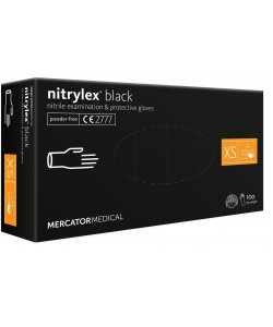 Rękawice nitrylowe bez pudru czarne Nitrylex Examination and Protective Gloves rozmiar XS
